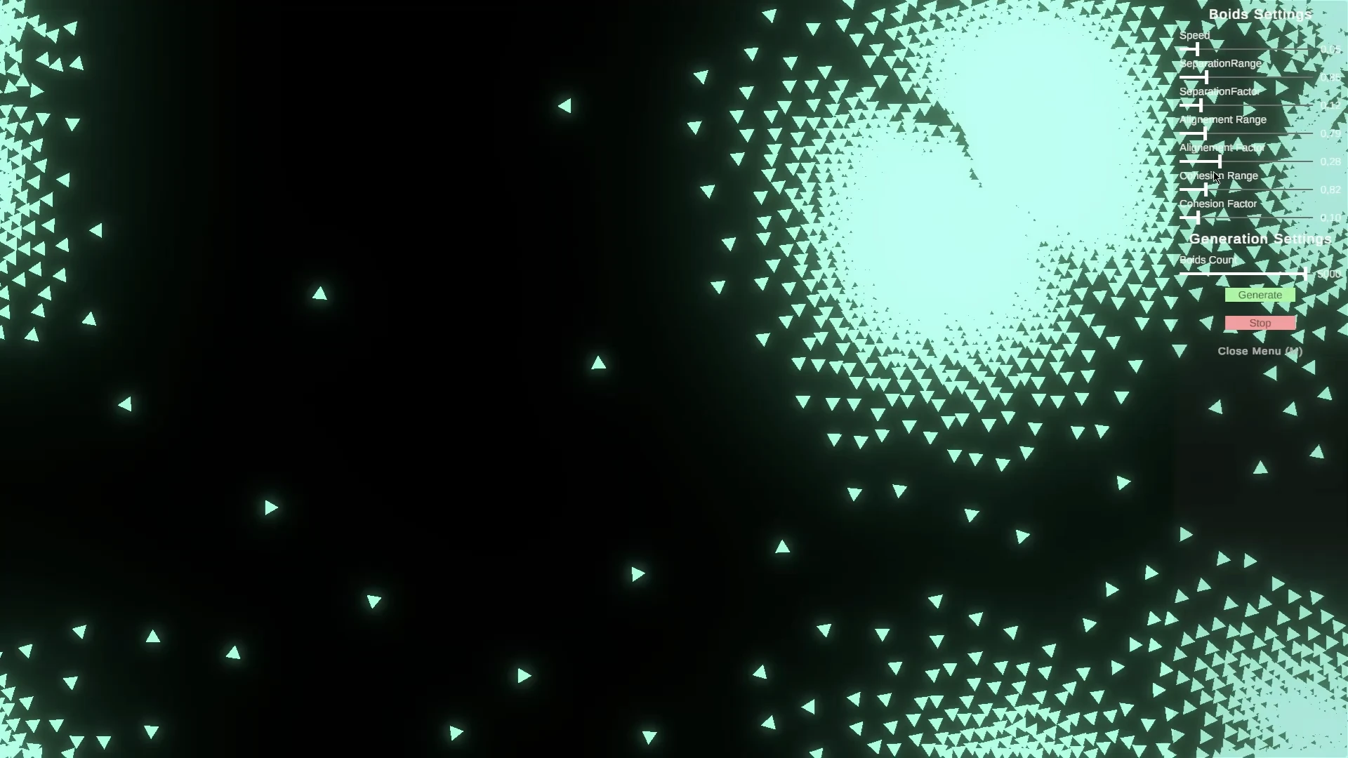 Image de la simulation de boids